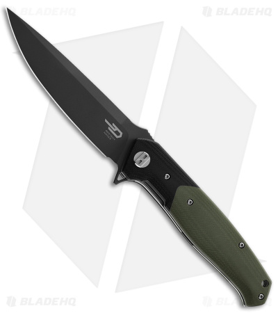 Bestech Knives Swordfish Liner Lock Knife Green/Black G-10 (3.8" Gray) BG03A2