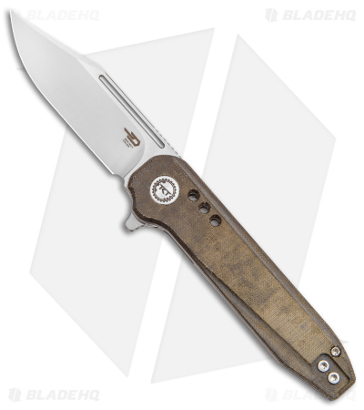 Bestech Knives Syntax Liner Lock Knife Green Micarta (2.9" Satin/SW) BG41E