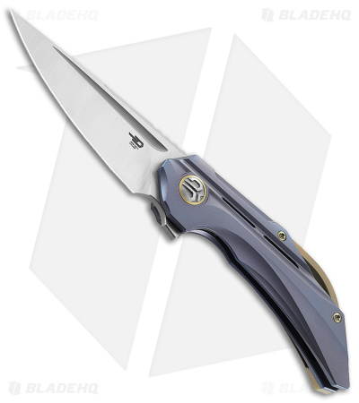 Bestech Knives Vigil Frame Lock Knife Blue Titanium (3.3" Satin) BT2201B