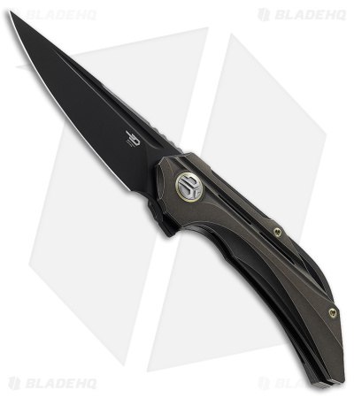 Bestech Knives Vigil Frame Lock Knife Titanium Bronze (3.3" Black ) BT2201D