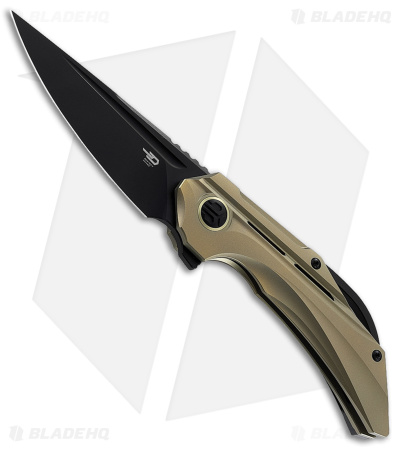 Bestech Knives Vigil Frame Lock Knife Gold Titanium (3.3" Black) BT2201E