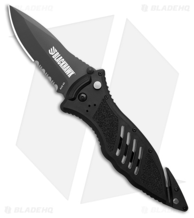 Blackhawk CQD Mark Series Button Lock Knife Black Polymer (3.7" Black Serr)
