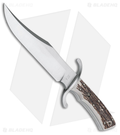 Boker Stag Bowie N690 Fixed Blade Knife Stag (Satin Bohler N690)