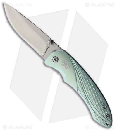 Browning Allure Liner Lock Knife Mint Green Aluminum (2.75" Satin)