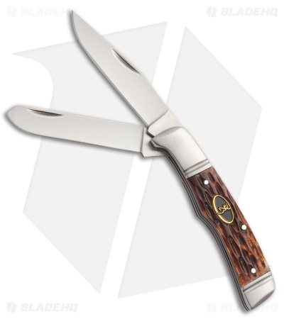 Browning Joint Venture Knife 4.13" Brown Jigged Bone