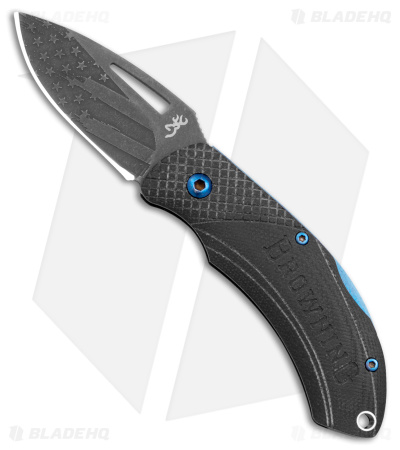 Browning Small Patriot Folding Knife Black G-10 (1.75" Black Stonewash)