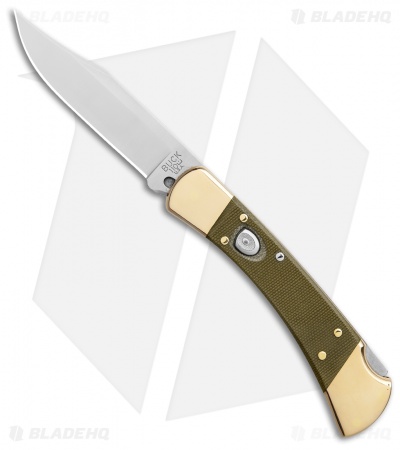 Buck 112 Exclusive Automatic Knife  Green Micarta/Brass (3" Satin)