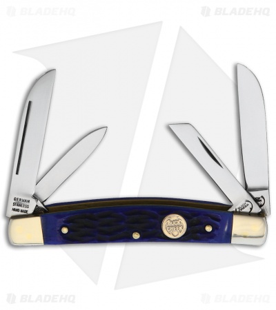 Buck Creek Little Bear and Bull Pocket Knife 3.6" Blue Pick Bone