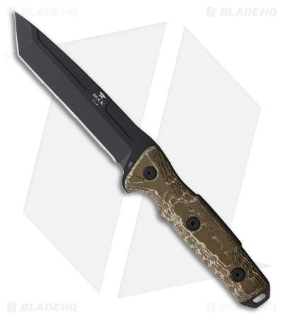 Buck Ground Combat Tanto Fixed Blade Knife OD Green Micarta (5.5" Black) BU893BO