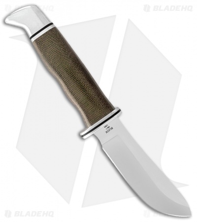 Buck Skinner Pro Green Canvas Micarta W/ Sheath (4" S35VN Satin)