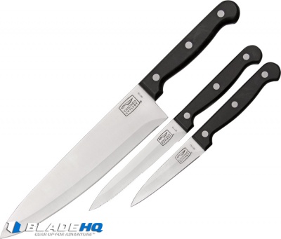 Chicago Cutlery Essentials Kitchen Knife 3-Piece Set Black Polymer (8" Satin)