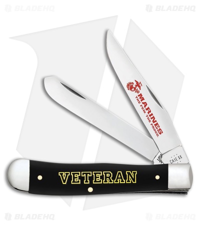 Case Cutlery USMC Veteran Trapper Smooth Black Synthetic (3.25