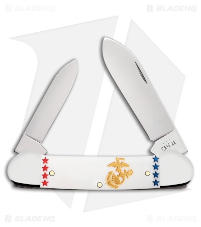 Case Cutlery USMC Canoe Smooth White Synthetic (2.625 Polished)