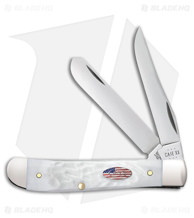 Case Knives Mini Trapper Knife 3.5" White Jigged Synthetic (6207 SS) 14101