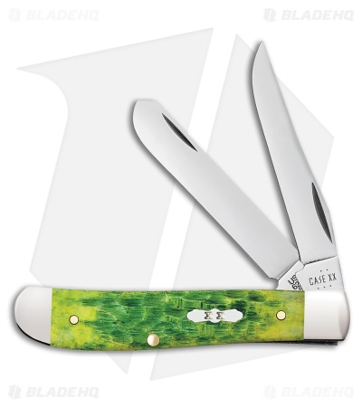 Case Knives Mini Trapper Knife 3.5" Peach Seed Jig Green Apple Bone (6207 SS)