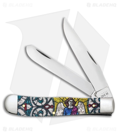 Case Trapper Knife 4.1" Stained Glass Angel Colorwash Natural Bone (6254 SS)