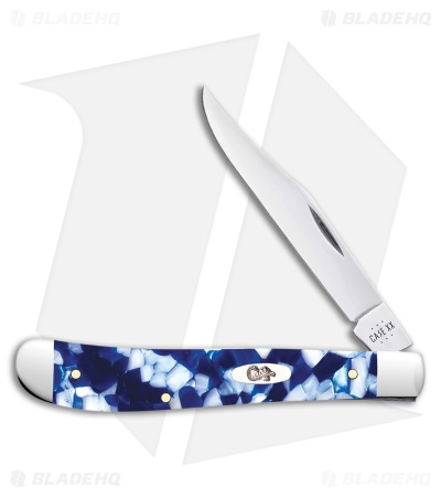 Case Cutlery Slimline Trapper Blue Crackle Kirinite (3.25