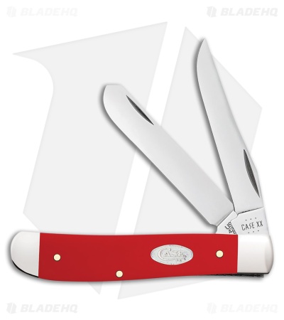Case Knives Mini Trapper Knife 3.5" Red Smooth Synthetic (4207 SS)