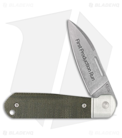 Case Revoindie Bridgeline Knife 3.96" Green Canvas Micarta (Highbanks) 82231