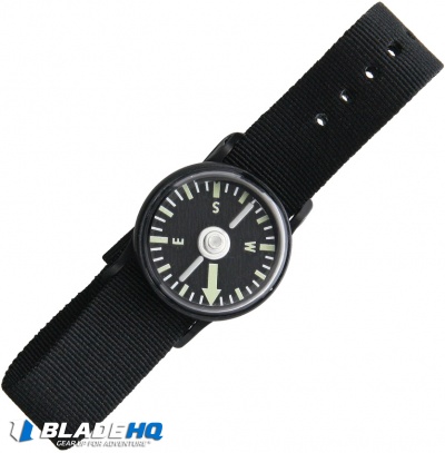 Phosphorescent Wrist Compass Black Nylon (Black)