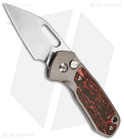 CJRB Mini Pyrite Button Lock Knife Titanium + Mars Valley Fat Carbon (2.2" BB)