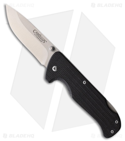 Camillus Bushcrafter Mini Lockback Knife Black Linen Micarta (3" Satin)