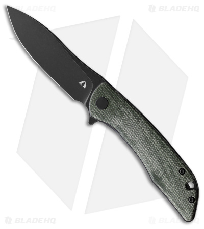 CMB Made Knives Blaze Liner Lock Flipper Knife Green Micarta (3" Black D2)