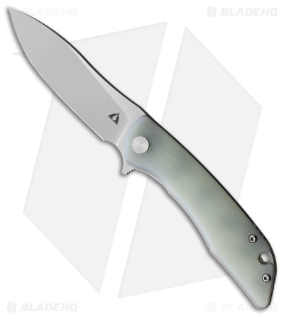 CMB Made Knives Blaze Liner Lock Knife Natural Jade G-10 (3" Bead Blast D2)