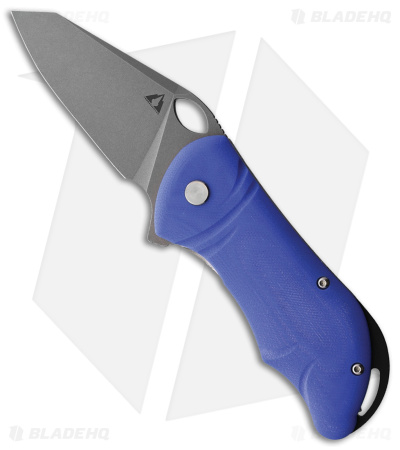 CMB Made Knives Hippo Liner Lock Flipper Knife Blue G-10 (3" Bead Blast D2)