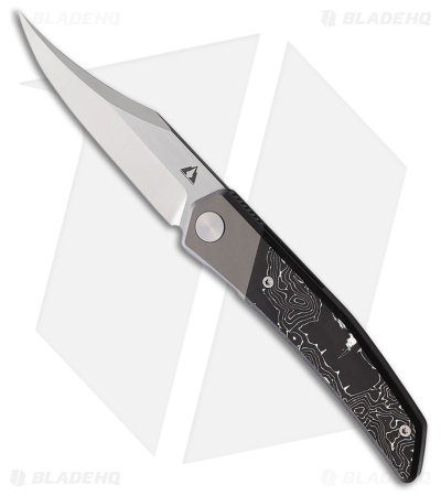 CMB Made Knives Zetsu Frame Lock Knife Ti + Silver Swirl CF (3.6" Satin)