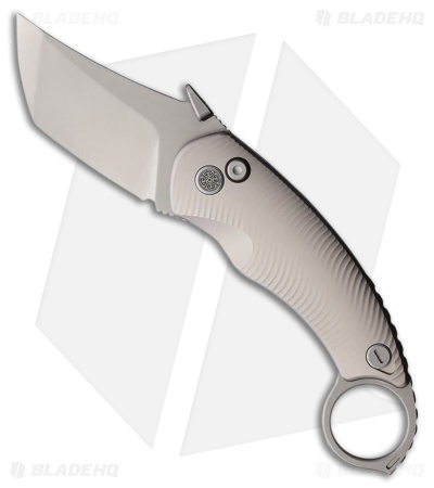 Cavol Kobra Button Lock Karambit Knife Silver Titanium (2.4" SW S90V)