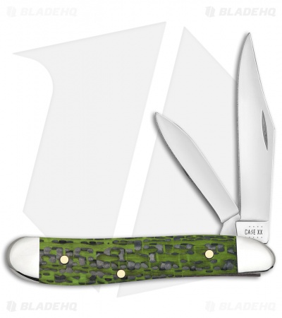 Case Knives Peanut Pocket Knife 2.9" Green Carbon Fiber (10220 SS) 50714