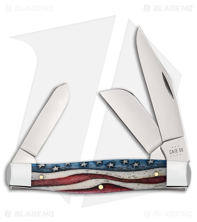 Case Knives Large Stockman Knife 4.25" Star Spangled Natural Bone (6375 SS) 6414