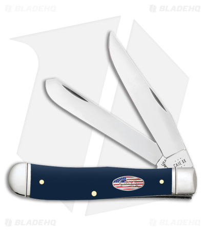 Case Trapper Knife 4.1" Blue Synthetic + USA Flag (4254 SS) 71231