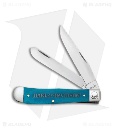 Case Cutlery Harley Trapper Knife 3.4" Caribbean Blue Smooth Bone (6254 SS)