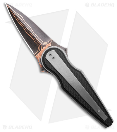 Corrie Schoeman Custom D Mand Liner Lock Folding Knife CF/Titanium  (2.7" Dama)