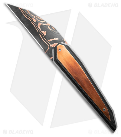 Corrie Schoeman Custom Fuse Liner Lock Folding Knife Copper/CF  (3" Damascus)