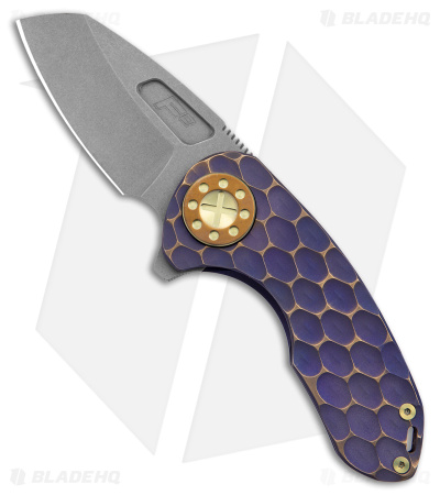 Curtiss Custom Knives F3 Compact Frame Lock Knife Blue/Gold Ti WF (2.5