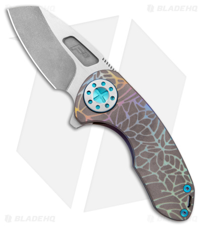 Curtiss Custom F3 Compact Frame Lock Knife Webbed Rainbow Ti WF (2.5