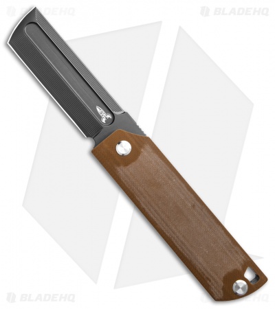 D Rocket Designs MaximX Liner Lock Knife Brown Micarta Flipper (3" M390 Black)