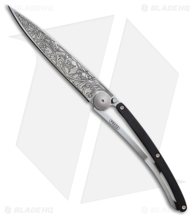 Deejo Art Nouveau 27g Frame Lock Knife Ebony Wood/Steel (3.2" Satin)