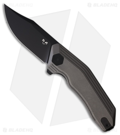 Damned Designs Cerberus Liner Lock Knife Stonewash Titanium (3.25" Black)