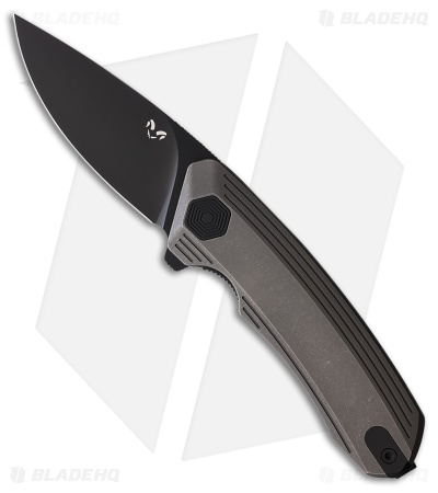 Damned Designs Invictus Liner Lock Knife Stonewash Titanium (3.25" Black)