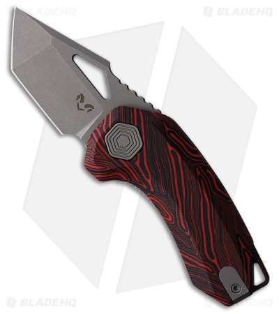 Damned Designs Oni Liner Lock Knife Red/Black Damascus G-10 (2" SW)