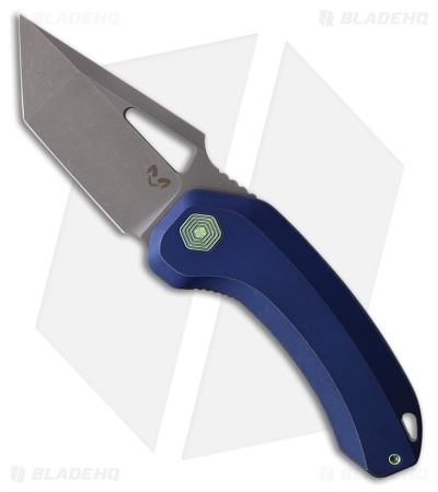 Damned Designs Oni XL Frame Lock Knife Blue Titanium (3" SW 14C28N)