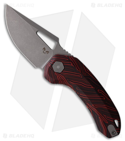 Damned Designs Djinn XL Liner Lock Knife Red/Black Damascus G-10 (3" SW)