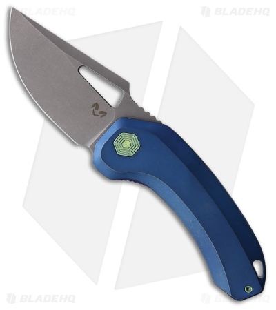 Damned Designs Djinn XL Frame Lock Knife Blue Titanium (3.1" SW 14C28N)