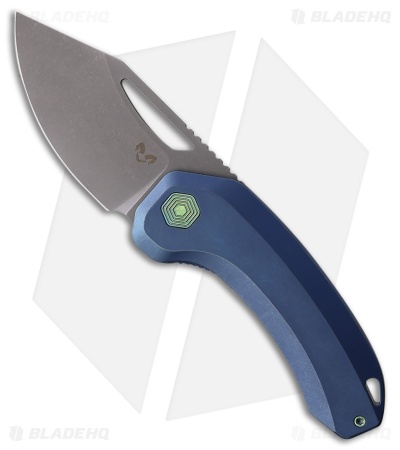 Damned Designs Anzu XL Frame Lock Knife Blue Titanium (3" Stonewash)
