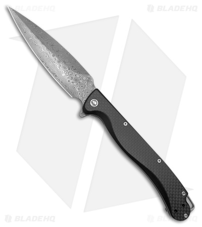Daggerr Knives Vendetta Frame Lock Knife Black  (5" Damascus)
