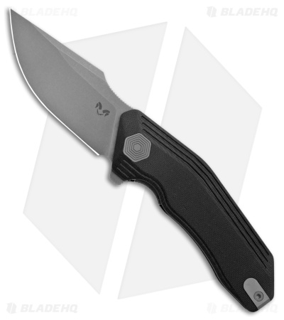 Damned Designs Basilisk Drop Point Liner Lock Knife Black G-10 (3.5" Stonewash)